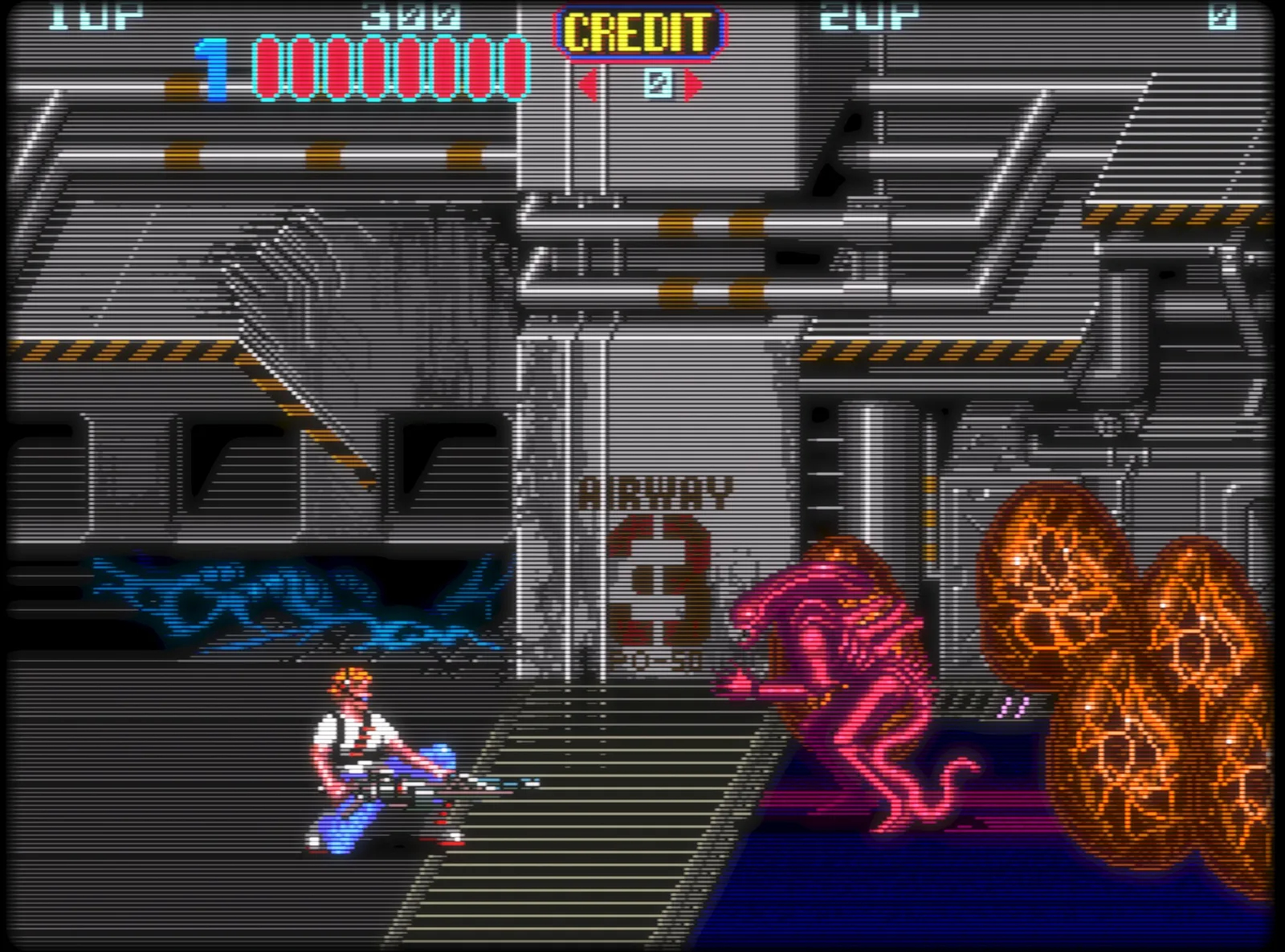 Et klassisk arkadespill som kjører med CRT-shaderen i RetroArch