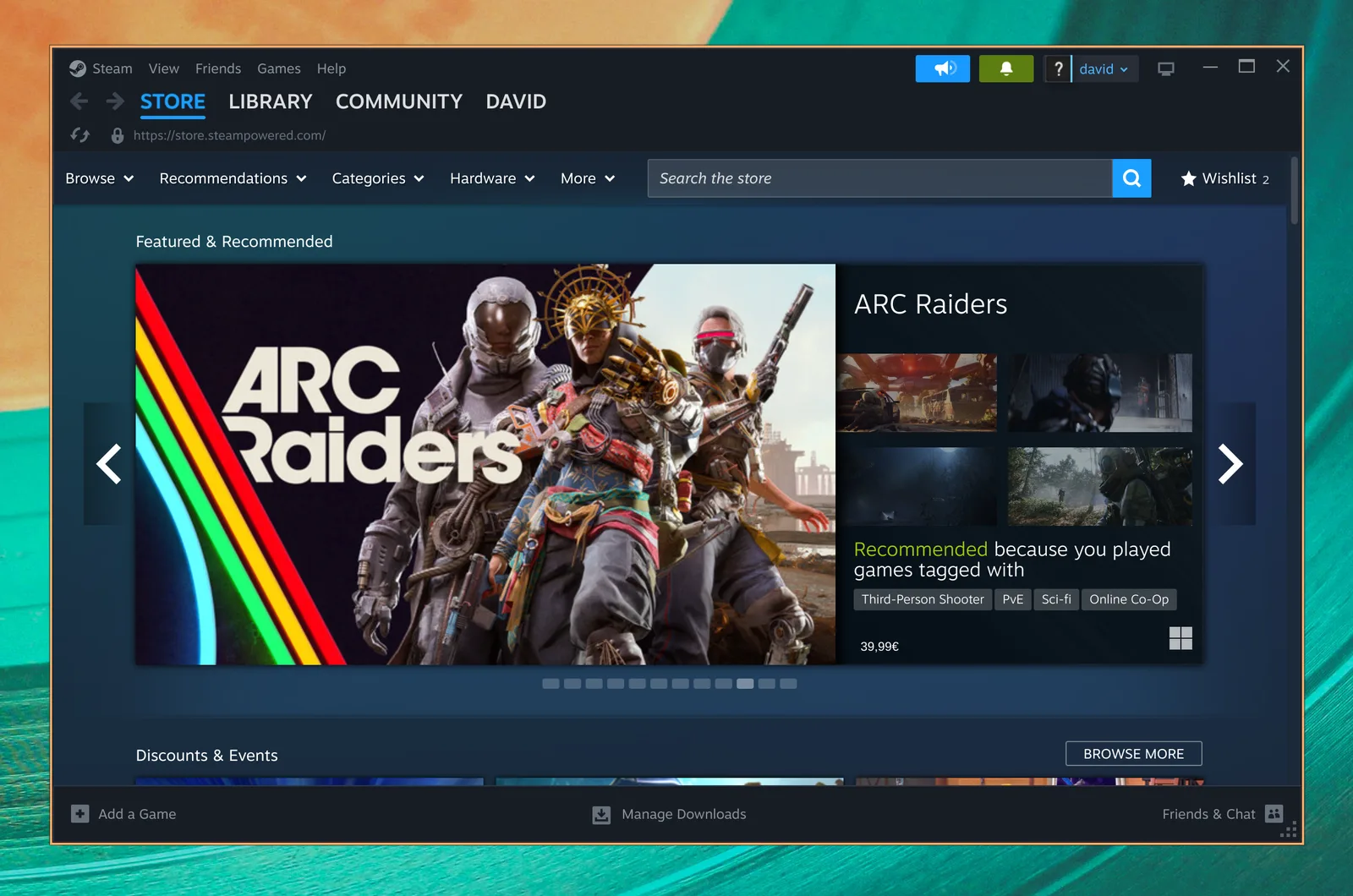 Steam viser spillbutikken sin på Omarchy